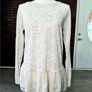 Cream Long Sleeve with Ruffle Hem